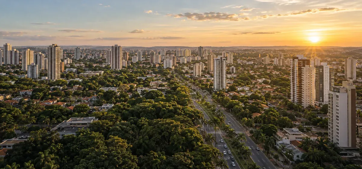 Vista aérea de Goiânia, cidade onde o Dr. Wander Pirota atende